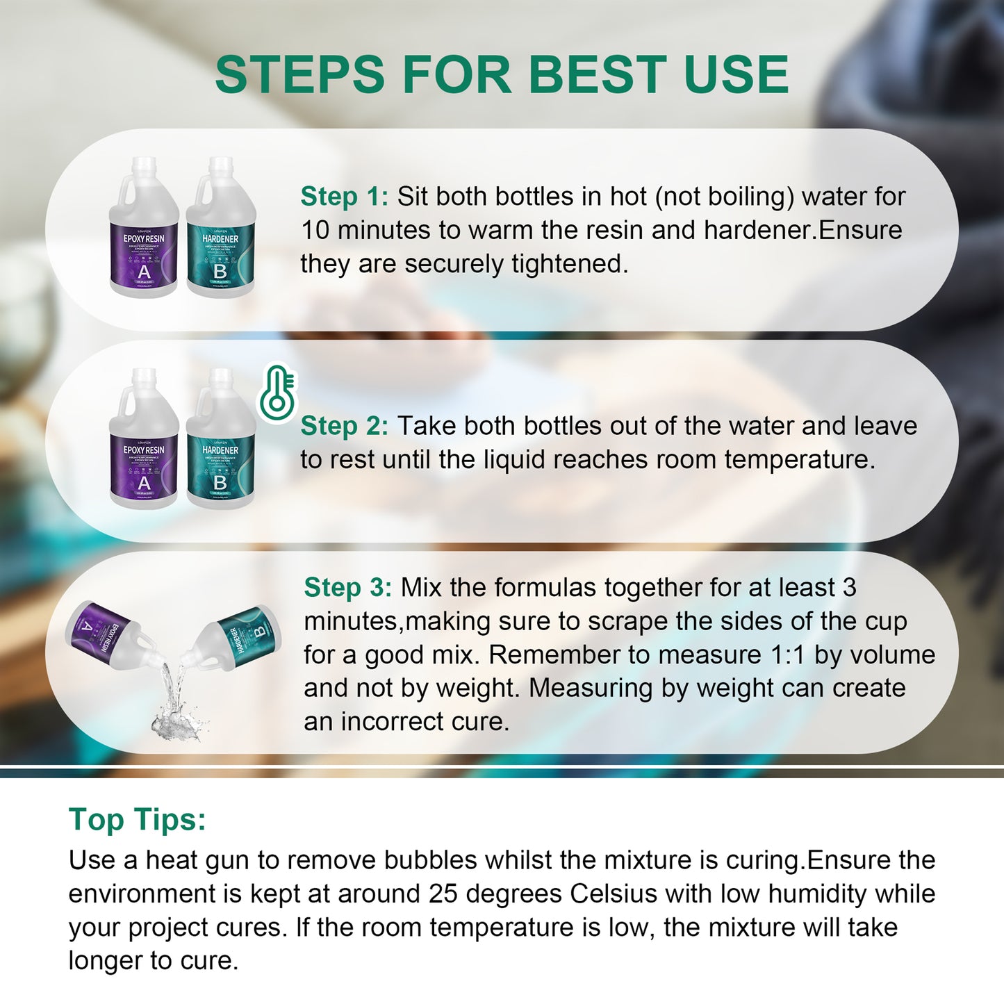 Table Top Epoxy Resin - 1L(32 oz) Kit